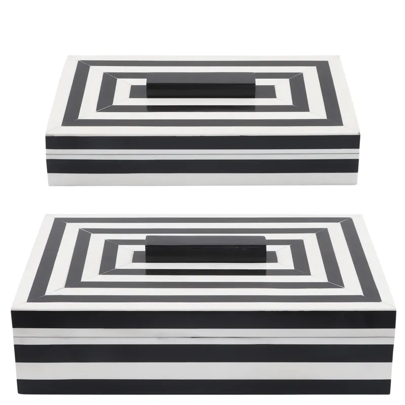 Resin S/2 Stripe Boxes, Black/white