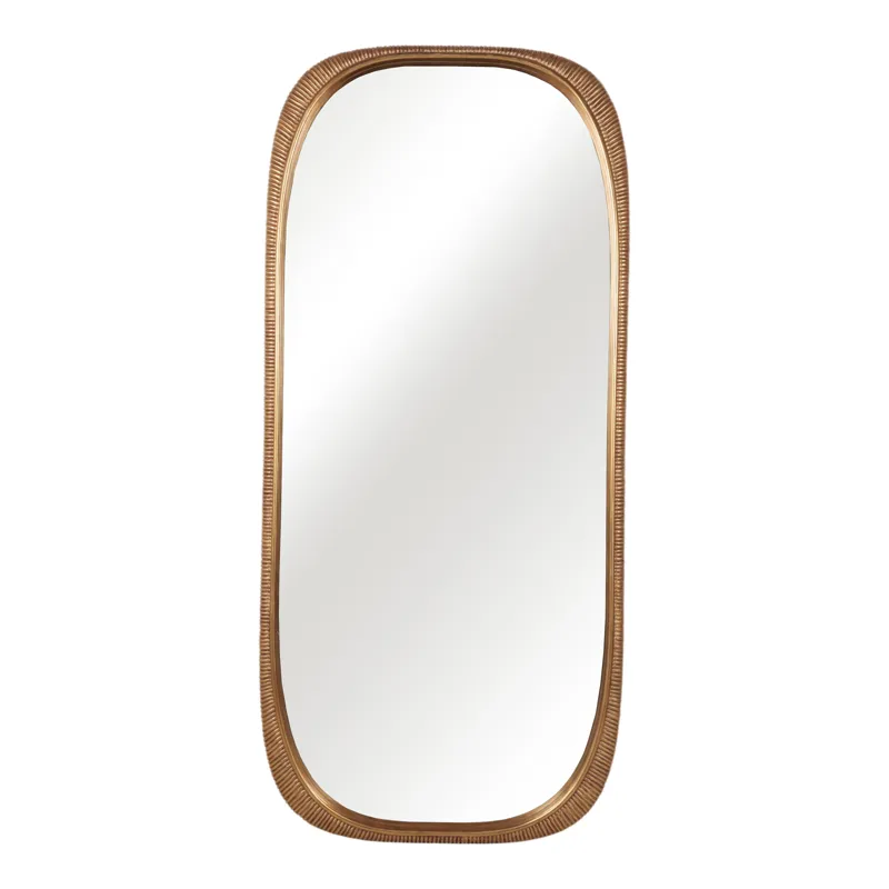 90x42" Ribbed Curved Mirror, Gold