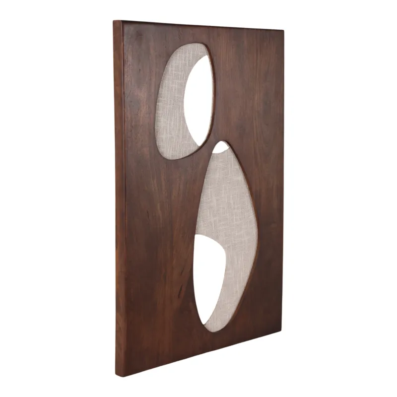 36x26\" Wood&fabric Mix-media Modern Wall Art,brwn