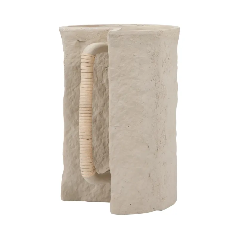 Ecomix, 12\" Crafted Vase W Handle, Ivory