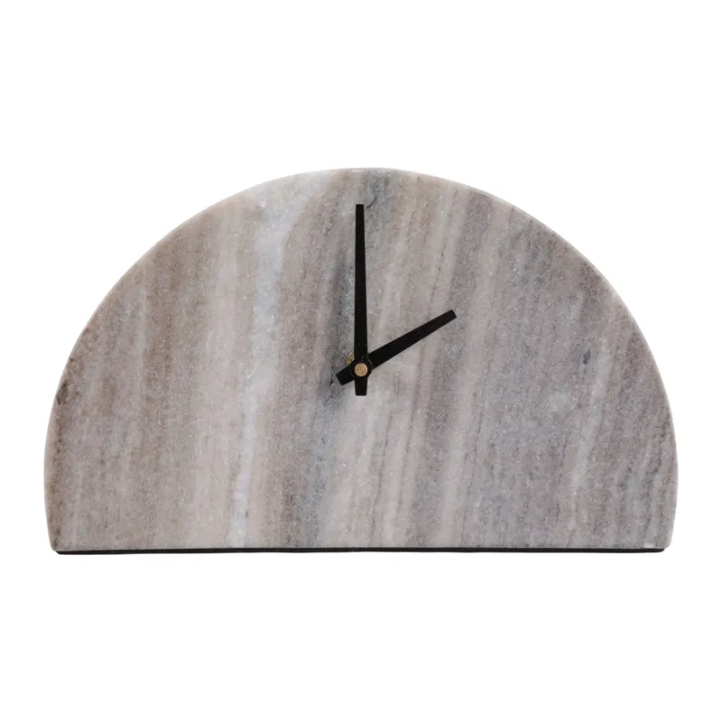 10x6\" Half Dome Marble Clock, Beige