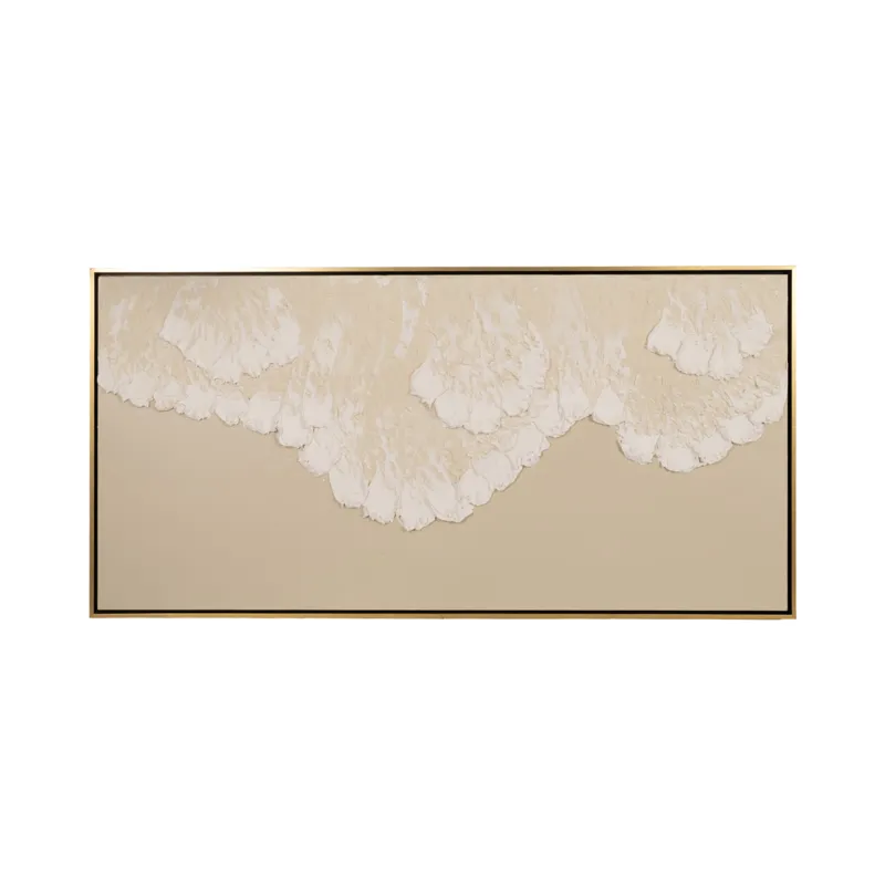 95x47 Hand Painted Tidal Waves, Tan