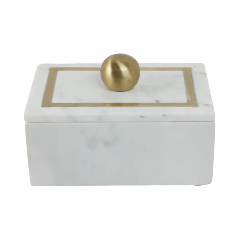 Ec Marble, 7x5 Rectangular Box - Knob, White