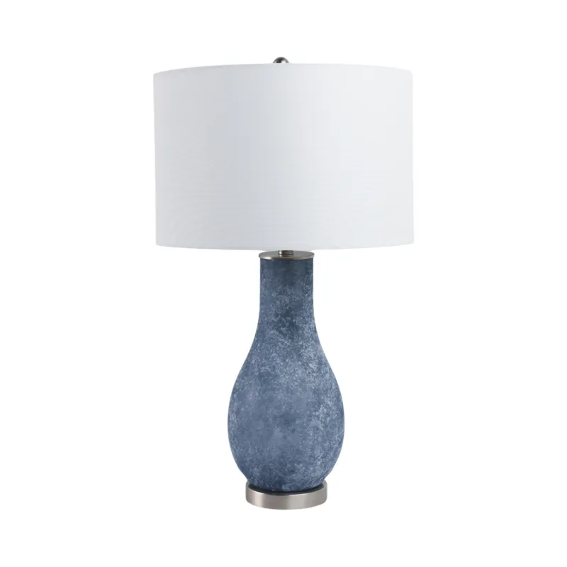 29x17\" Frosted Glass Teardrop Table Lamp, Dark Blu