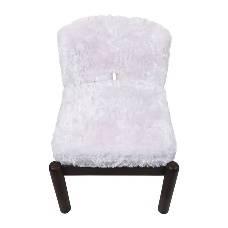 35x29" Faux Fur Accent Chair, White