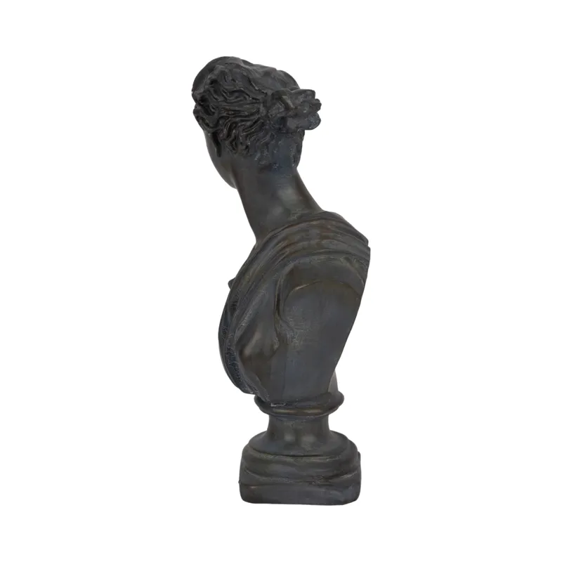Ec 12" Grecian Bust Distressed Resin, Bronze