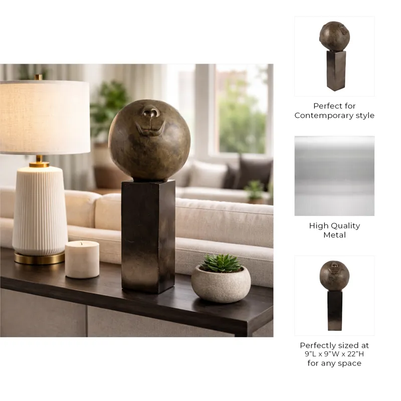 22x9" Smiley Head On Pedestal, Multi