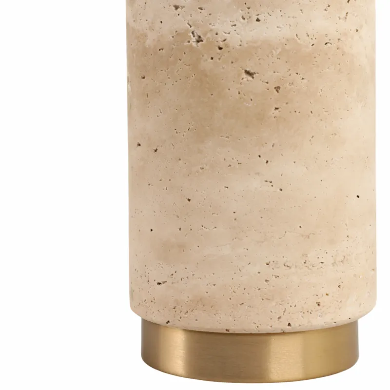 26x13\" Travertine Lamp With 2 Pulls, Tan