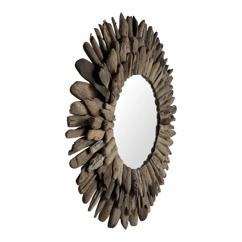 31\" Natural Driftwood Rounded Wall Mirror