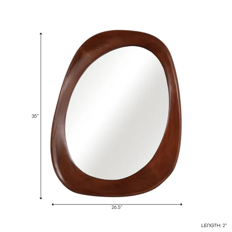 36x25" Organic Shaped Wood Mirror, Natural