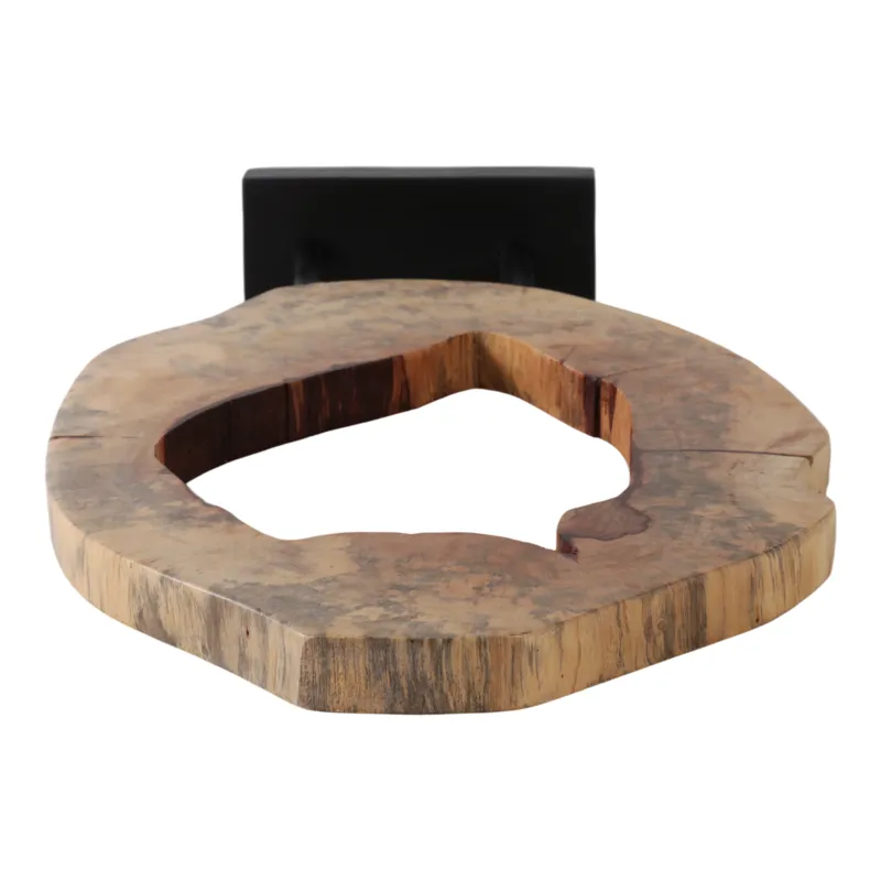 25x16" Open Wood Disc On Stand, Brown/black