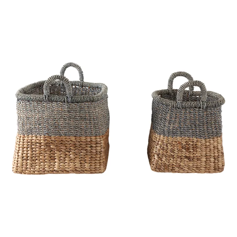 S/2 13/17\" Tapered Square Woven Baskets, Natural