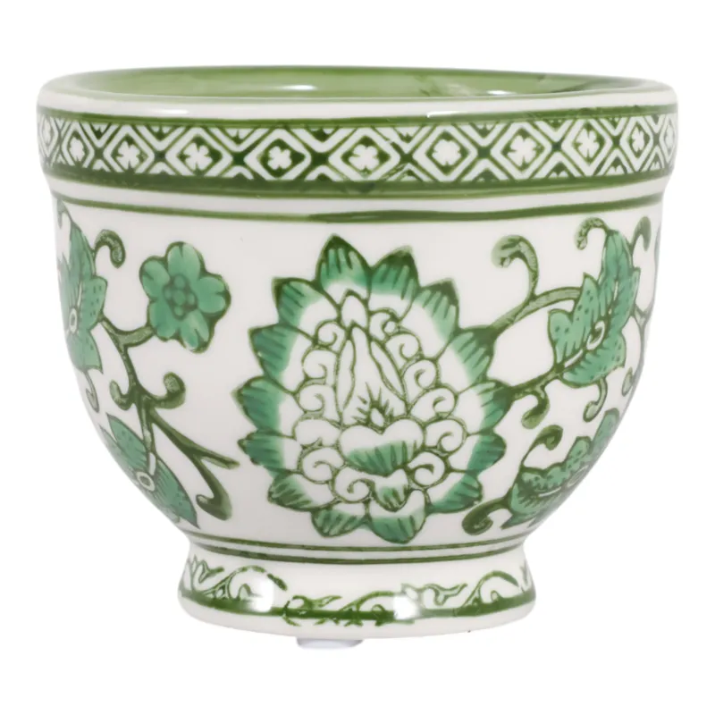 4\", 6oz Bowl Chinoiserie Candle, Green/white
