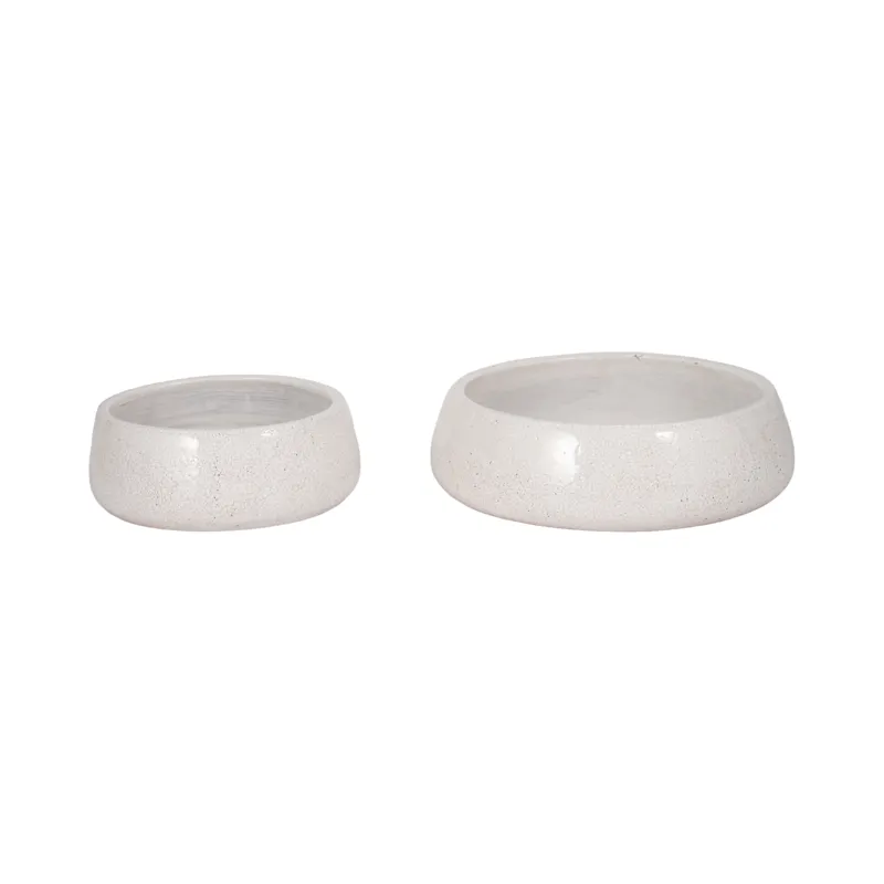 S/2 10/14\" Terracotta Bowls, White Crackle