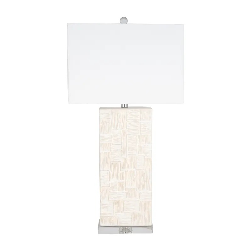 Ceramic 31\'\' Textured Table Lamp, White