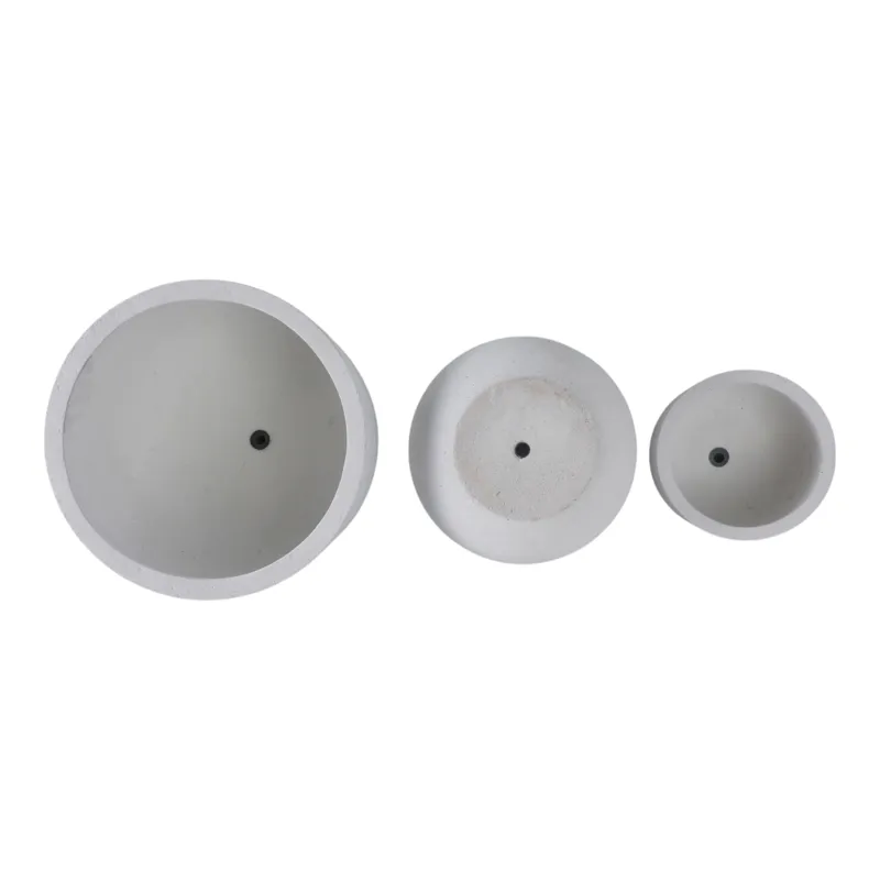 S/3 9/12/15\" Rounded Cement Planters, White