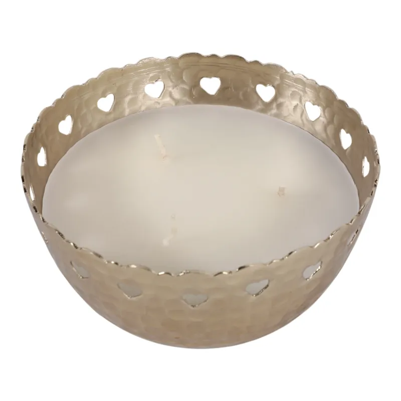 6\" 30 Oz Fig & Apricot Hearts Pierced Metal Candle