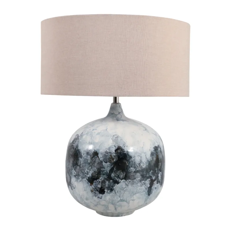 28x22\" Metal Base Table Lamp, Blue Multi