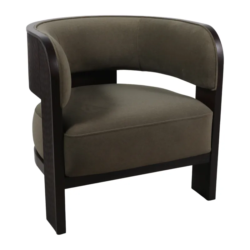 32x30" Curved Accent Chair, Green/brown