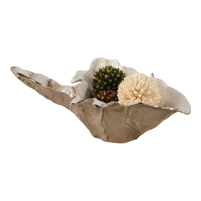 21x20\" Free-form Metal Bowl, Tan Multi