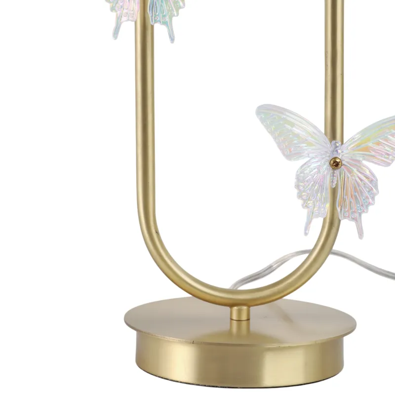24x15\" Metal Table Lamp With Glass Butterflies, Go