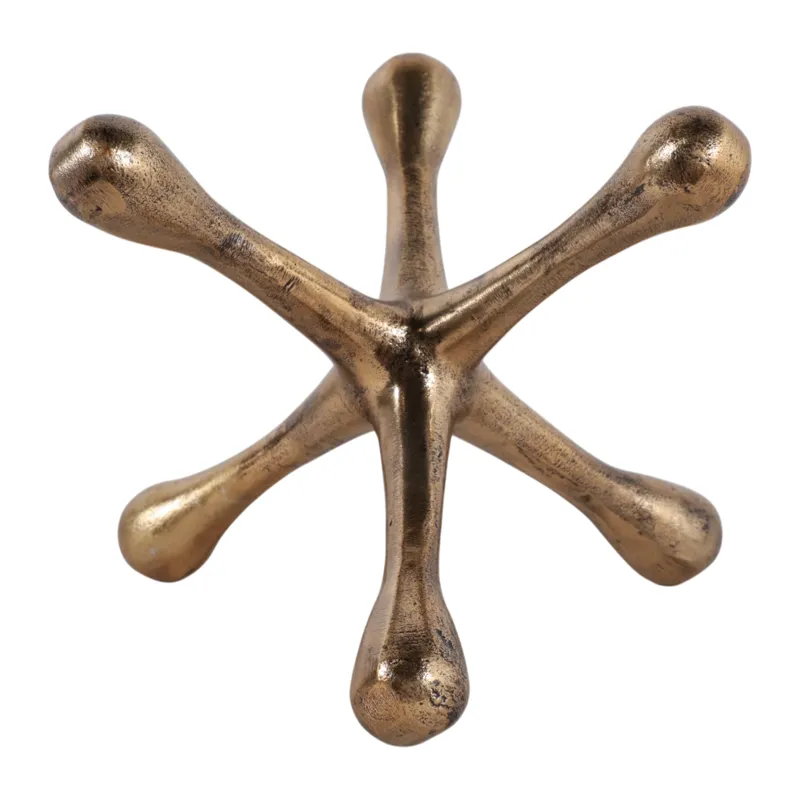 9x9\" Metal Jack Object, Antique Brass
