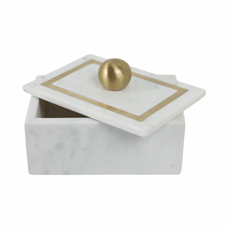 Ec Marble, 7x5 Rectangular Box - Knob, White