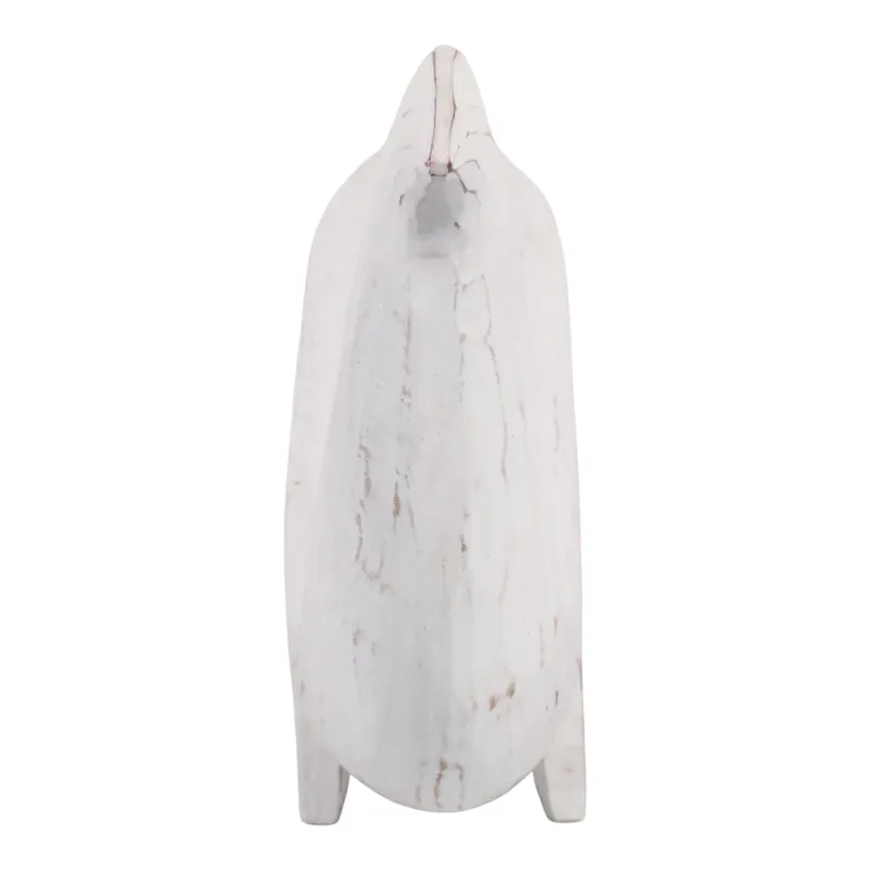 12x8" Alibizia Wood Whale, White