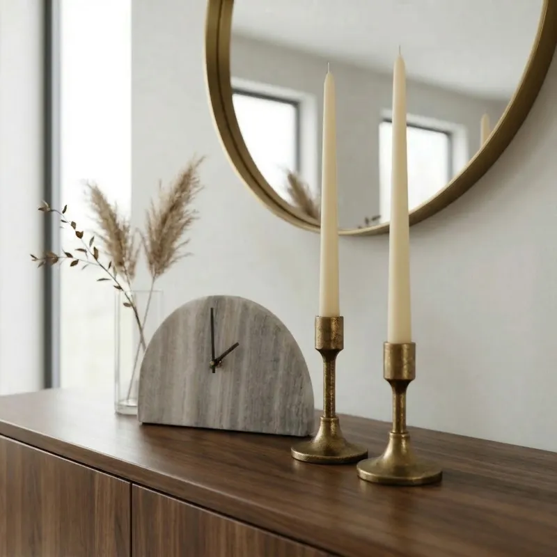 10x6\" Half Dome Marble Clock, Beige