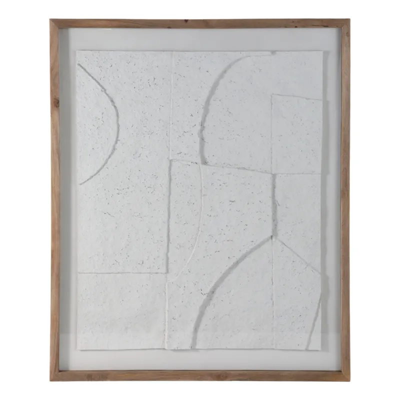39x47" Paper Mache Wall Art W/wooden Frame /glass