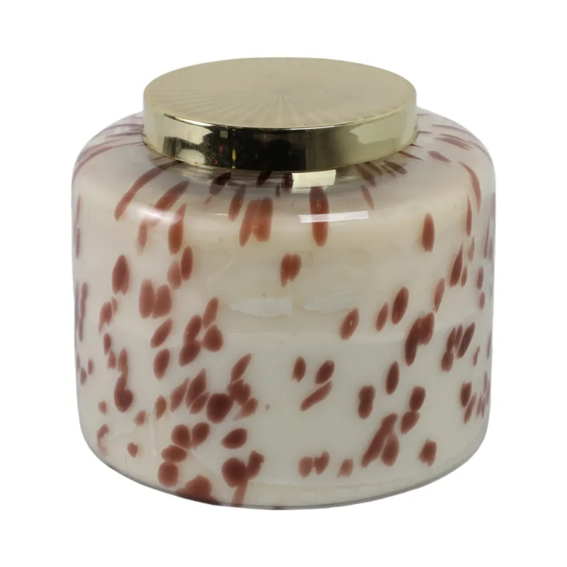 9\" 180 Oz Cinnamon Speckle Lidded Candle, Brown/go