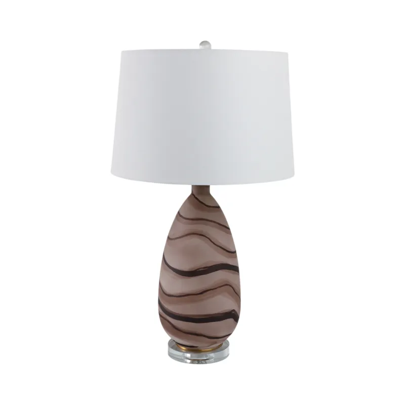29x17\" Marbled Glass Table Lamp, Brown
