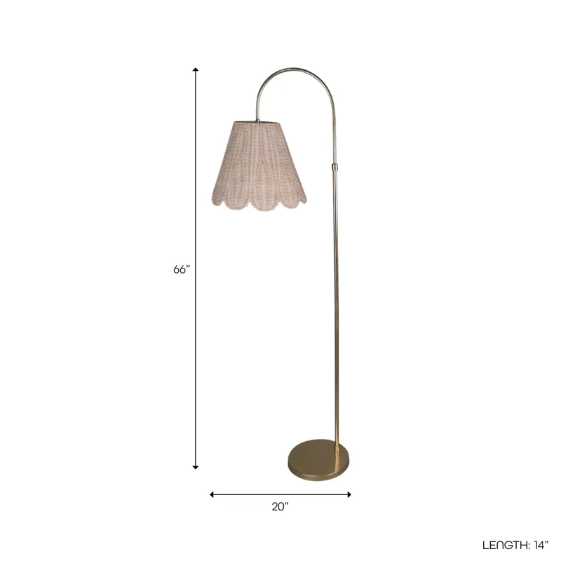 66" Iron With Rattan Shade Floor Lamp, Kd