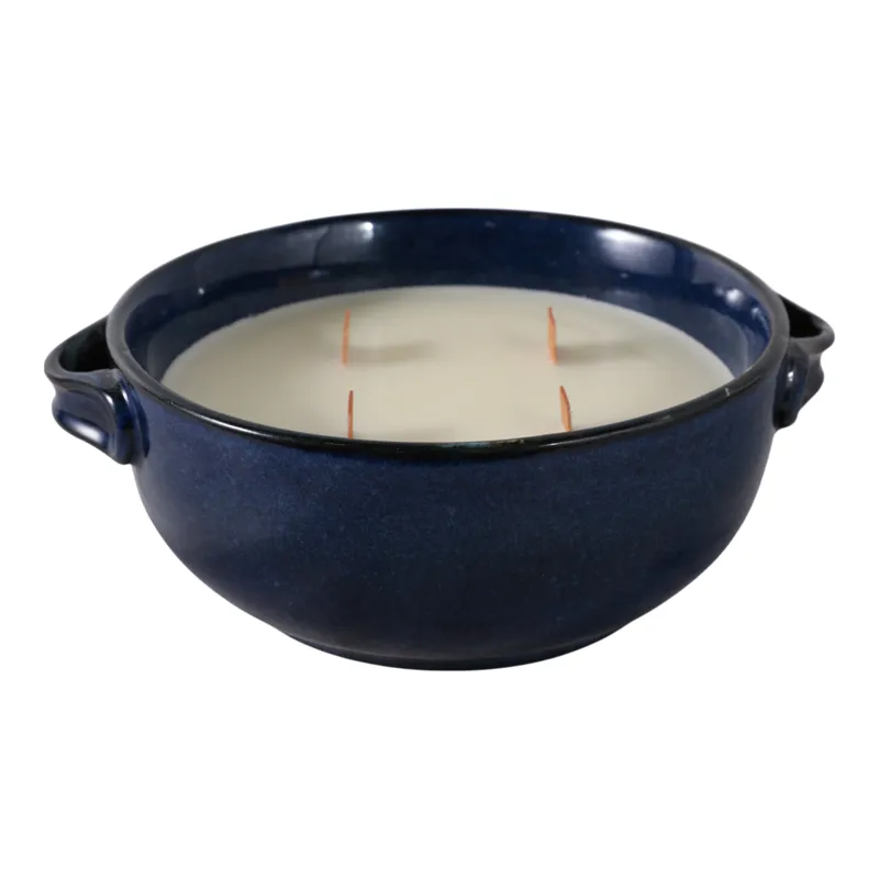 8\" 14 Oz Sandalwood Candle, Blue