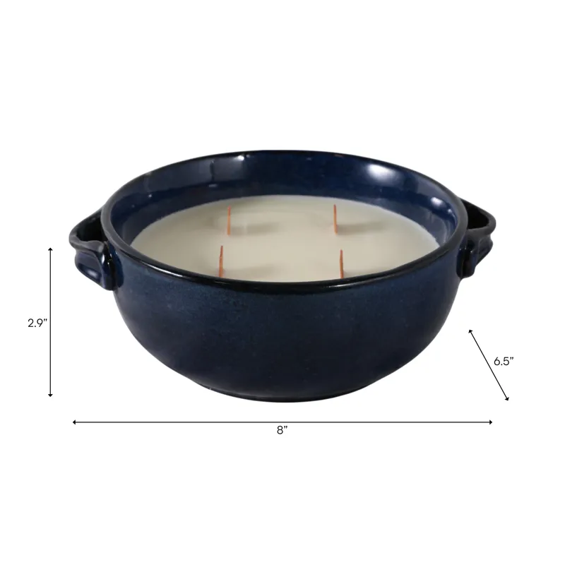 8\" 14 Oz Sandalwood Candle, Blue