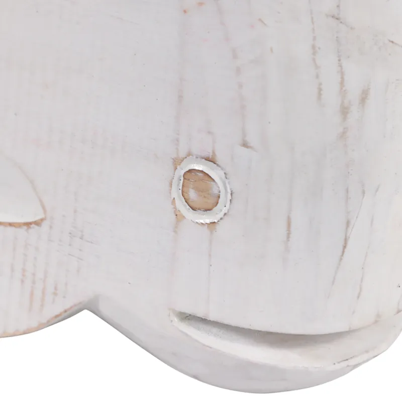 12x8" Alibizia Wood Whale, White