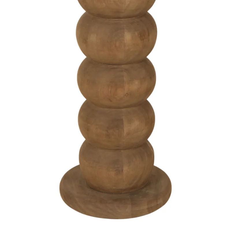15" Wooden Table Lamp With Cotton Linen Beige Shad