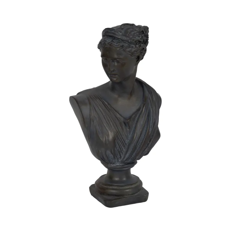 Ec 12" Grecian Bust Distressed Resin, Bronze