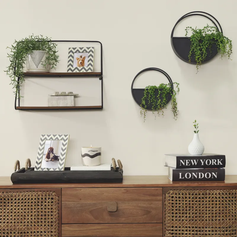 S/2 Wood Trays, Black
