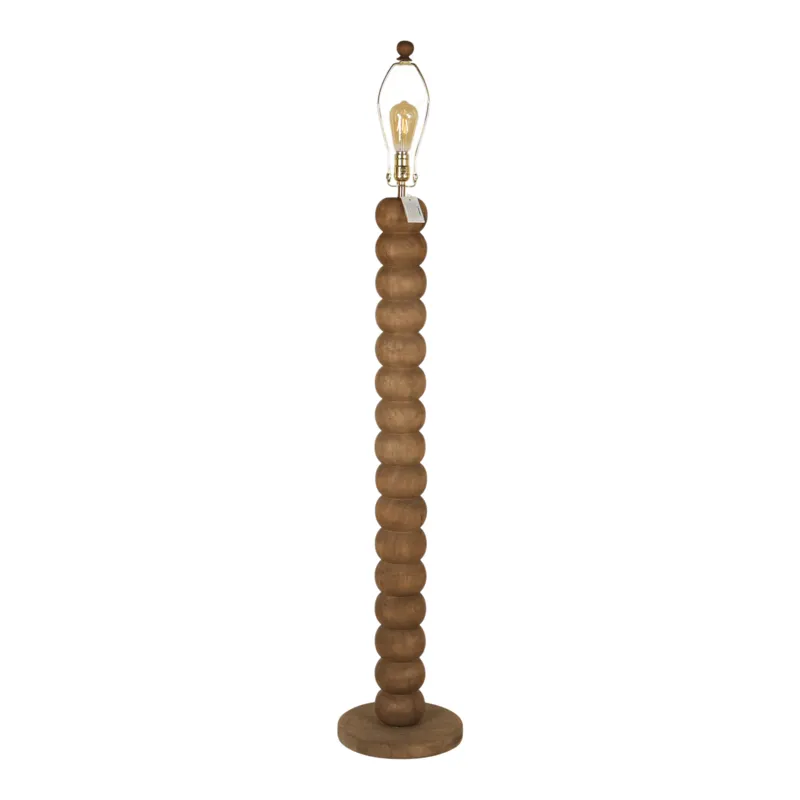 62" Wooden Floor Lamp W/ Cotton Linen Beige Shade