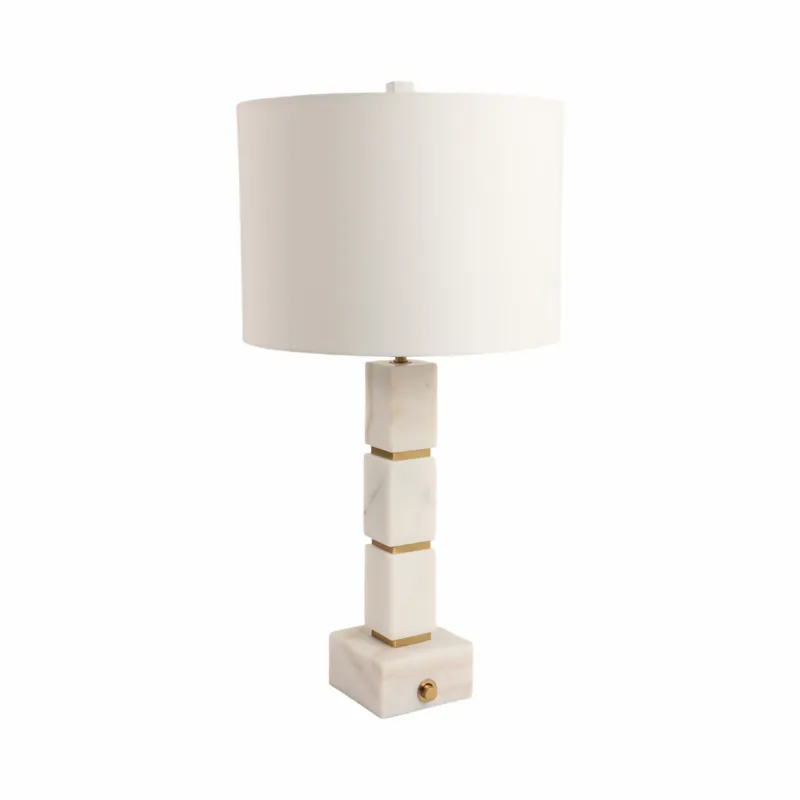 27x14\" Stacked Marble Cubes Lamp Base Switch, Whit