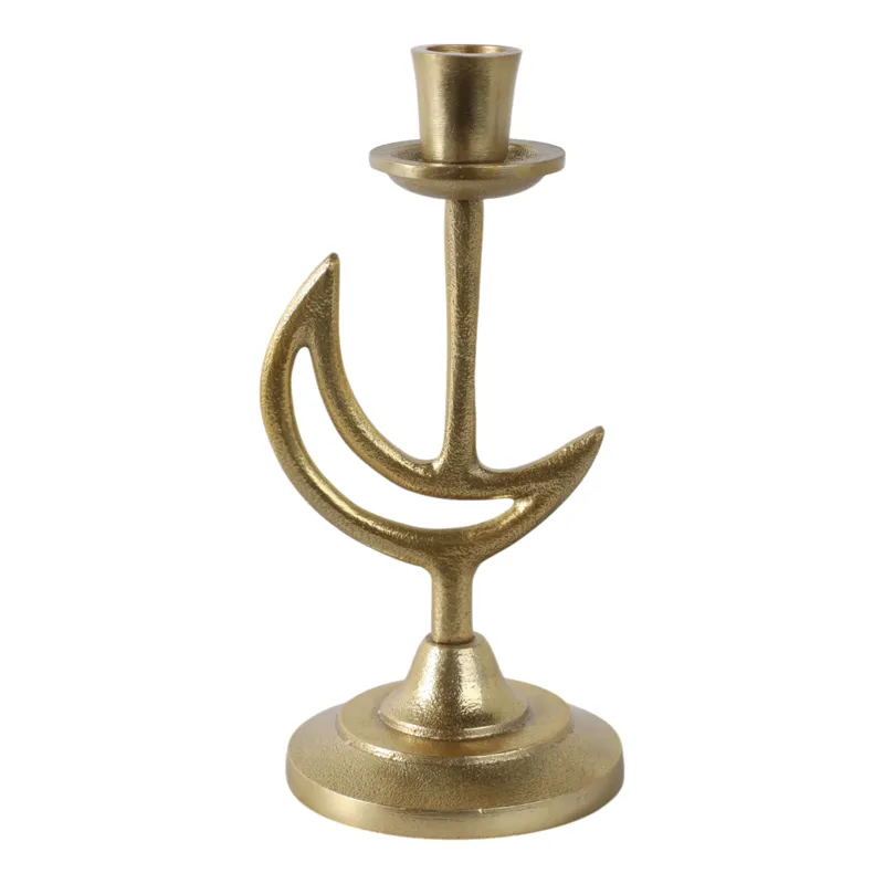 9x5\" Crescent Moon Taper Holder, Gold
