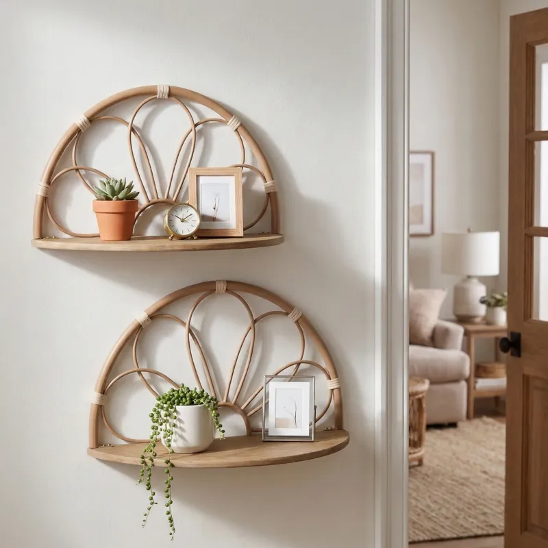 Ec S/2 11/13" Arched Flower Wall Shelves,brown