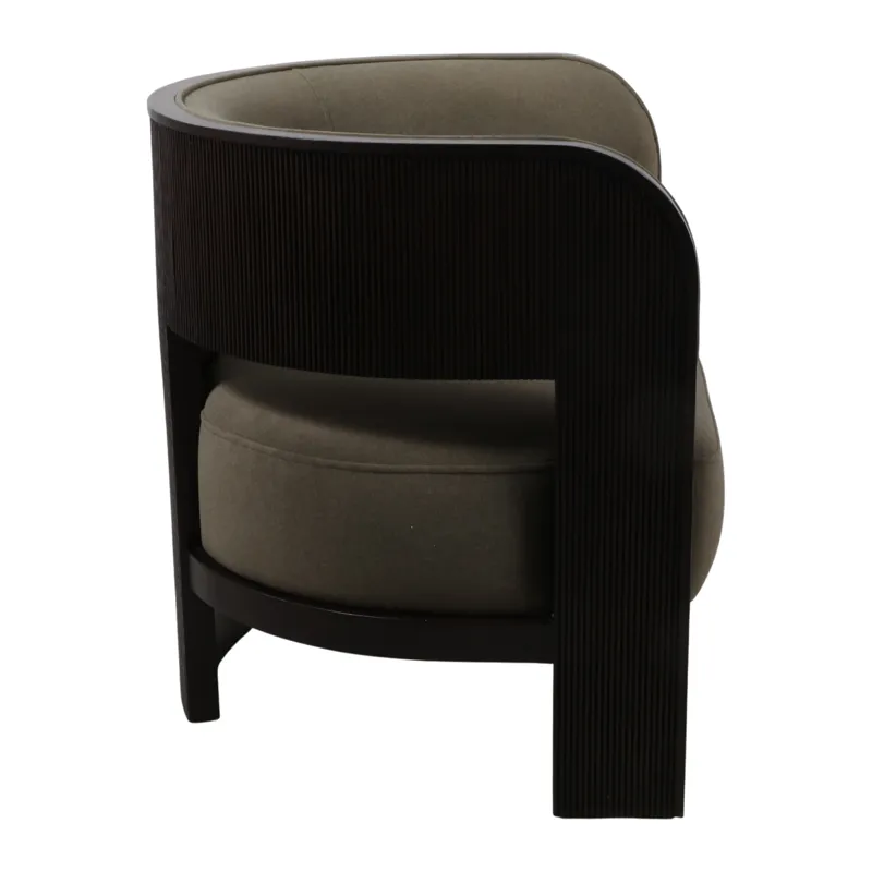 32x30" Curved Accent Chair, Green/brown
