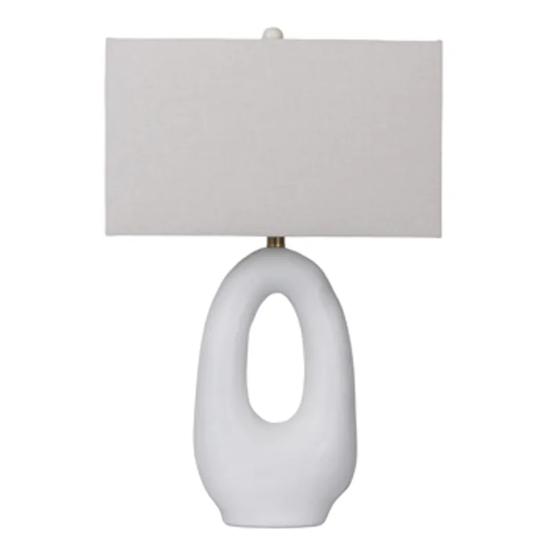 27\" Open Cut-out Oval Table Lamp, White