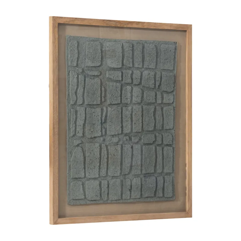 28x35 Paper Mache Wall Art Framed Glass, Dk Gray