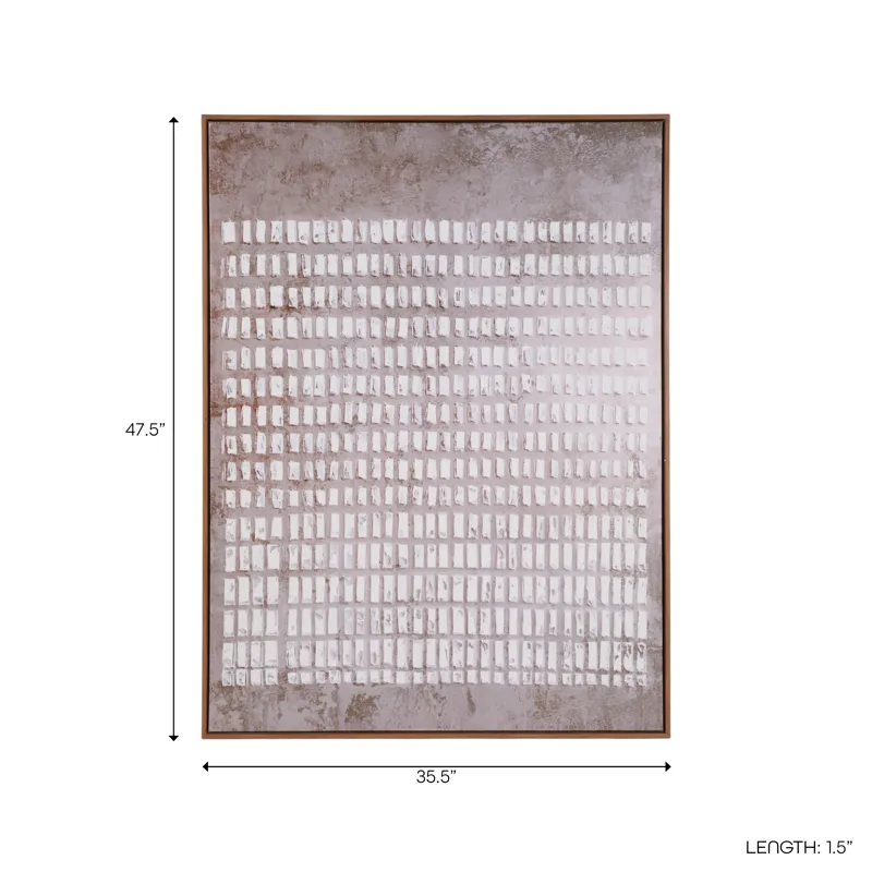 36x48" Textured Blocks On Canvas Wall Art, Ivory/b