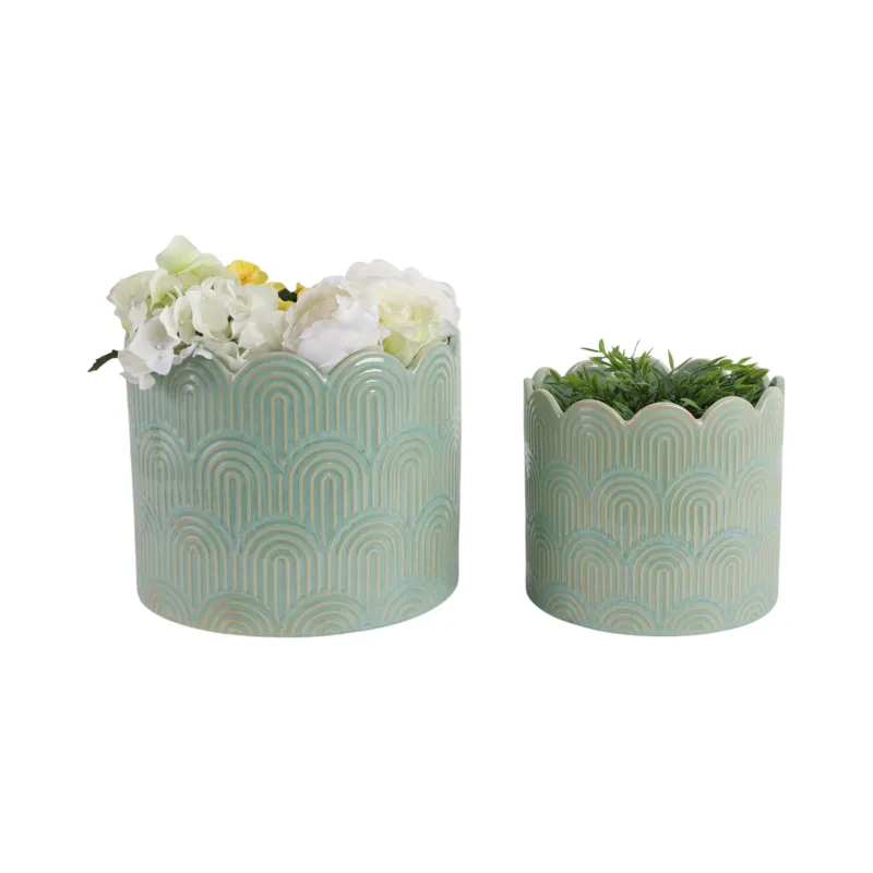S/2 9/12\"  Arch Planters, Sage Green