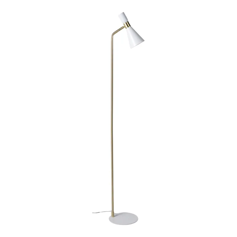 60\" Metal Floor Lamp, White/gold