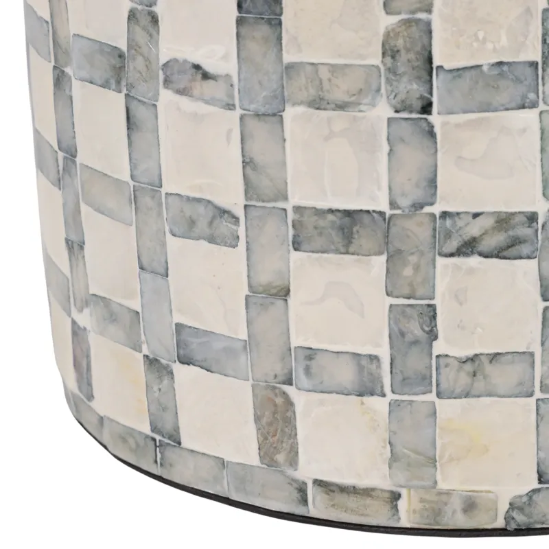 12x8\" Capiz Plaid Vase, Ivory Multi